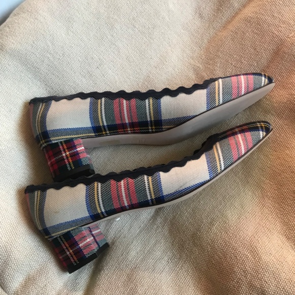 🎊🥂HP🥂🎊 J. Crew Heels 11 Tartan Plaid Scalloped Festive Holiday F8495 Italy - Picture 4 of 8